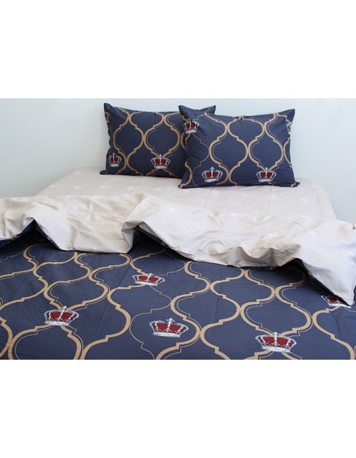 Полуторний комплект постільної білизни з коронами, Сатин люкс