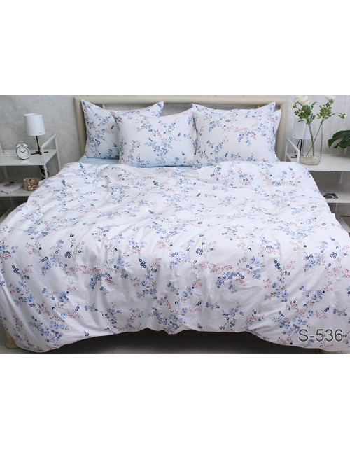 Полуторний комплект постільної білизни з квітковим принтом, Сатин люкс