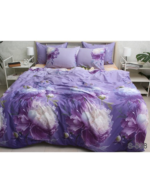 Полуторний комплект постільної білизни з великими квітами, Сатин люкс