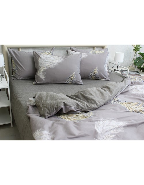 Полуторний комплект постільної білизни з пір'ячками, Сатин люкс