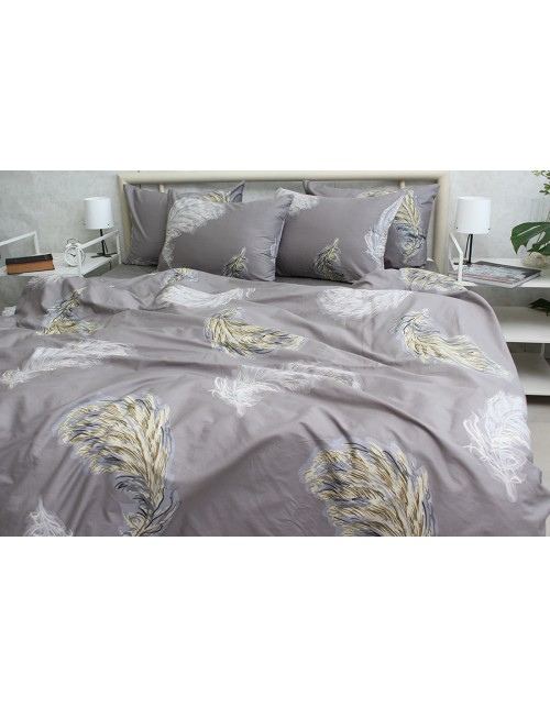Полуторний комплект постільної білизни з пір'ячками, Сатин люкс