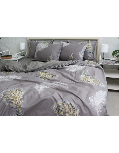Полуторний комплект постільної білизни з пір'ячками, Сатин люкс