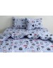 Полуторний комплект постільної білизни сірого кольору з різними совами, Ранфорс