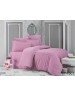 Полуторный комплект постельного белья розового цвета, Сатин страйп