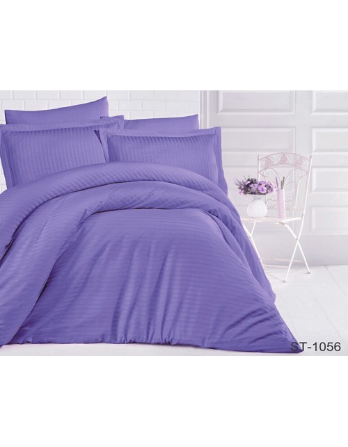 Полуторний комплект постільної білизни однотонна бузкового кольору, Сатин страйп