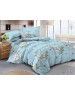 Сімейний комплект постільної білизни блакитного кольору з квітами, Полікотон