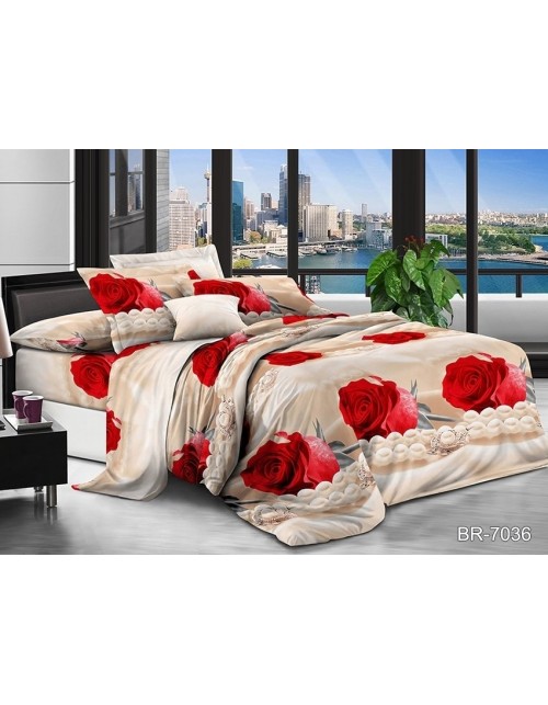 Сімейний комплект постільної білизни з червоними трояндами, Полікотон