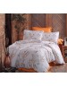 Сімейний комплект постільної білизни молочно-жовтогарячого кольору з гілками, Ранфорс