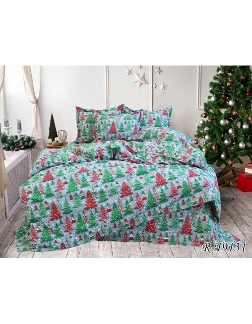 Сімейний комплект постільної білизни з ялинками, Ранфорс