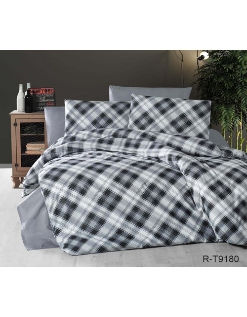 Сімейний комплект постільної білизни з ромбовим принтом, Ранфорс