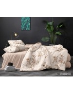 Постіль сімейна бежевого кольору з квітами