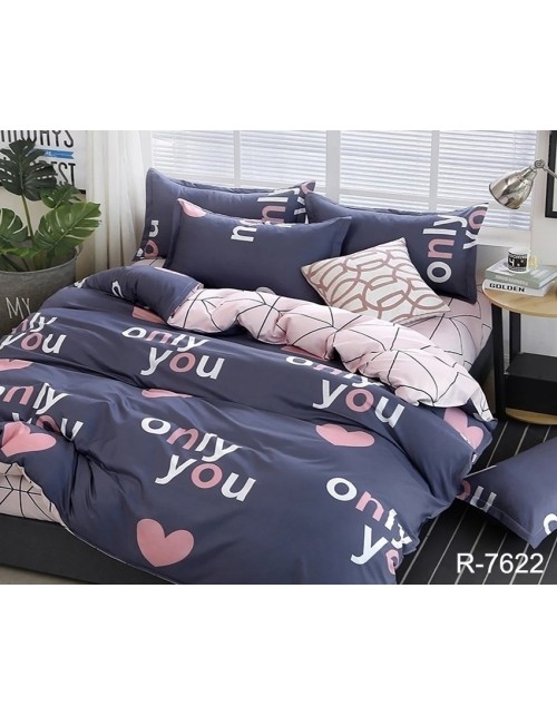 Семейный комплект постельного белья с сердечками, Ранфорс