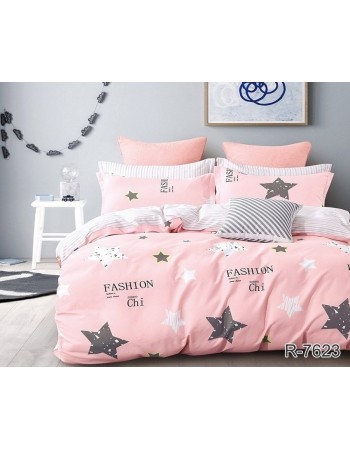 Постель семейная розового цвета со звездами
