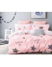 Семейный комплект постельного белья розового цвета со звездами, Ранфорс