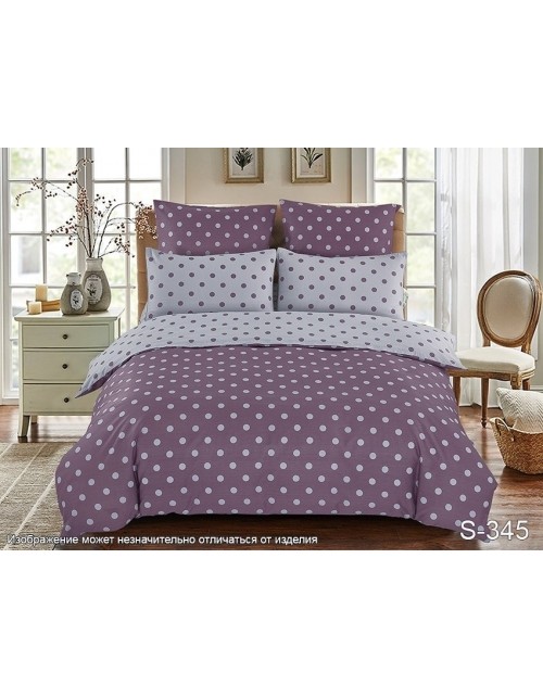 Сімейний комплект постільної білизни фіолетового кольору в горошок, Сатин люкс