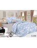 Сімейний комплект постільної білизни блакитного кольору з квітами, Сатин люкс