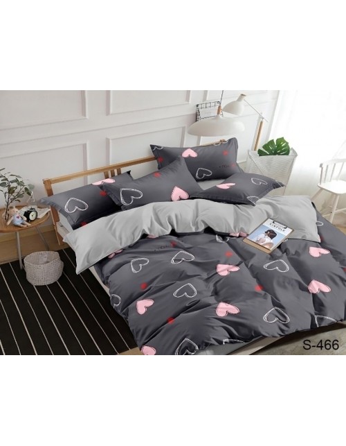 Сімейний комплект постільної білизни із сердечками, Сатин люкс