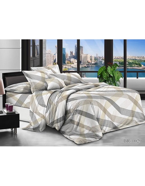 Сімейний комплект постільної білизни у різнокольорову смужку, Полікотон