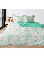 Постіль сімейна біло-бірюзового кольору з гілками