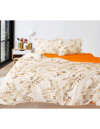 Постіль сімейна молочно-жовтогарячого кольору з гілками