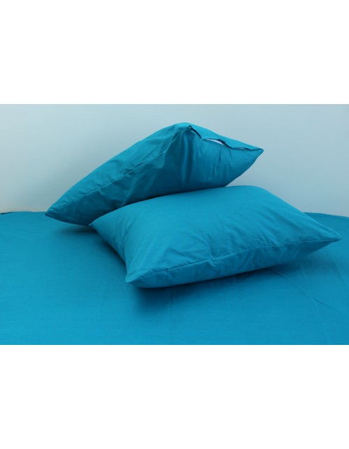 Сімейний комплект постільної білизни однотонна синього кольору, Ранфорс