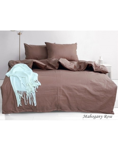 Сімейний комплект постільної білизни однотонна світло-коричневого кольору, Ранфорс