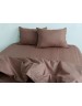 Сімейний комплект постільної білизни однотонна світло-коричневого кольору, Ранфорс