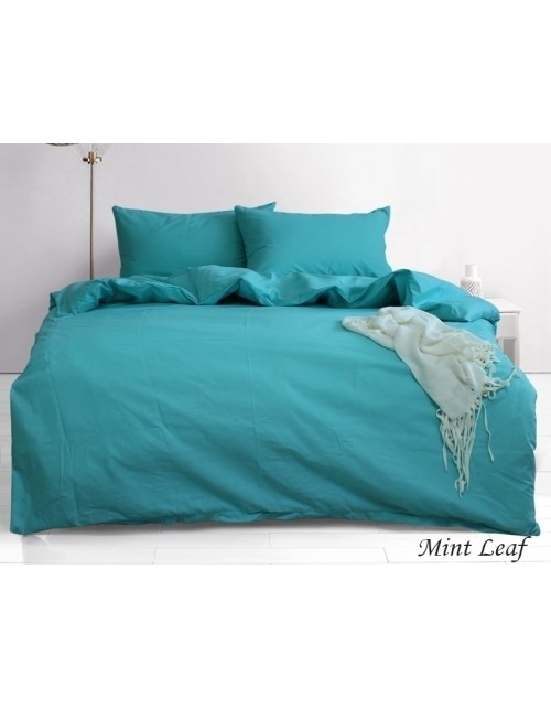 Сімейний комплект постільної білизни однотонна м'ятного кольору, Ранфорс