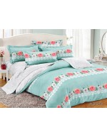 Постіль сімейна м'ятного кольору з квітами