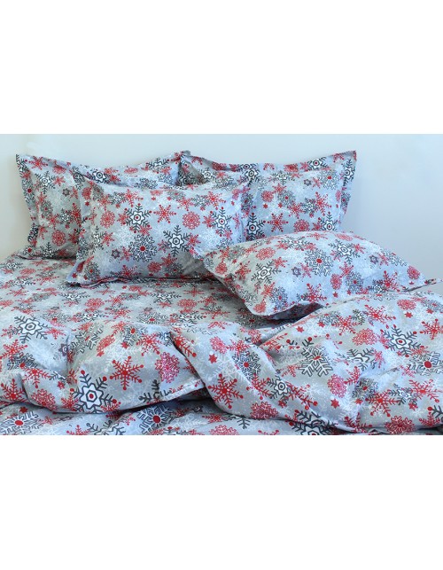 Сімейний комплект постільної білизни з різними сніжинками, Ранфорс