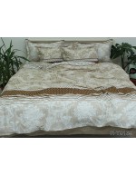 Постіль сімейна бежевого кольору з абстрактним принтом