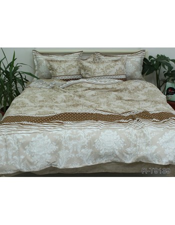 Постіль сімейна бежевого кольору з абстрактним принтом