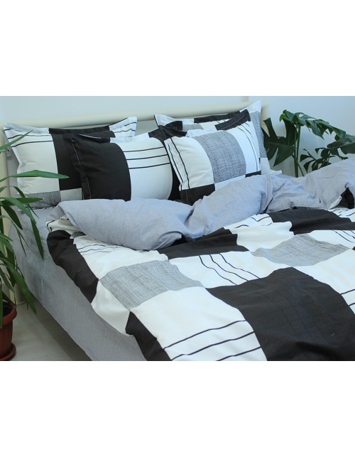 Сімейний комплект постільної білизни у шахову клітку, Ранфорс