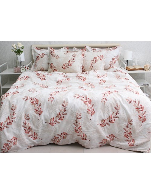 Семейный комплект постельного белья с принтом листьями на ветвях, Ранфорс