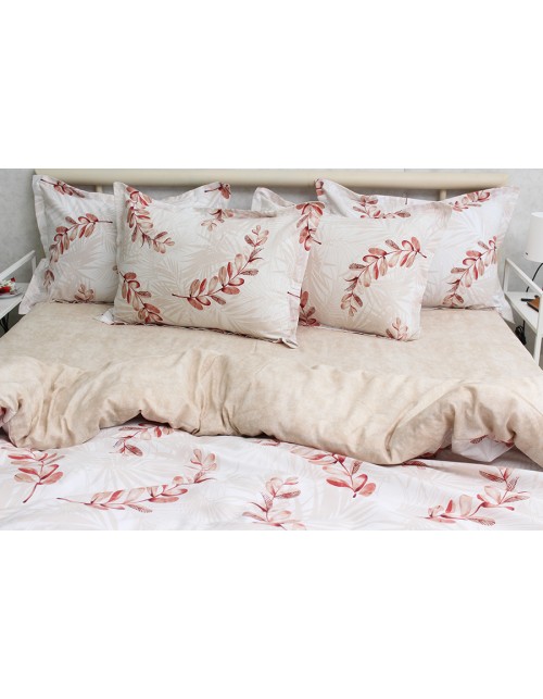 Семейный комплект постельного белья с принтом листьями на ветвях, Ранфорс