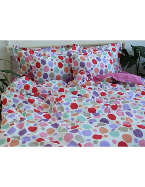 Сімейний комплект постільної білизни у різнобарвний горошок, Ранфорс