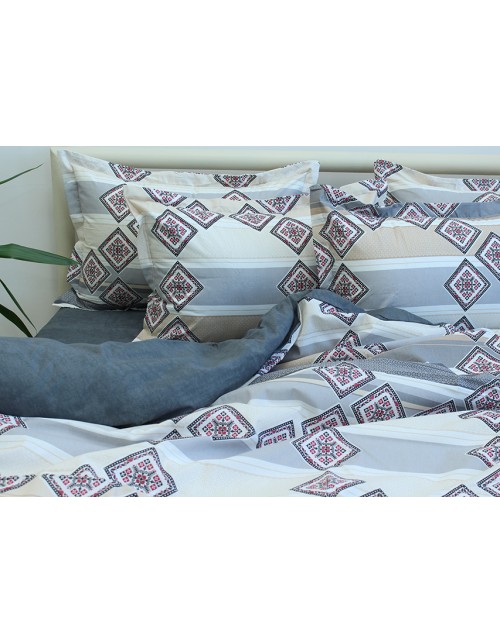 Сімейний комплект постільної білизни з абстрактним принтом у смужку, Ранфорс