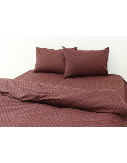 Сімейний комплект постільної білизни коричневого кольору в ромб, Ранфорс