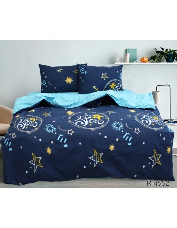 Постіль сімейна темно-синього кольору із зірками