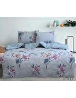 Постіль сімейна сірого кольору з квітами