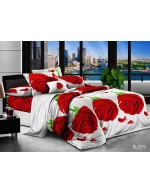 Постіль сімейна білого кольору з трояндами