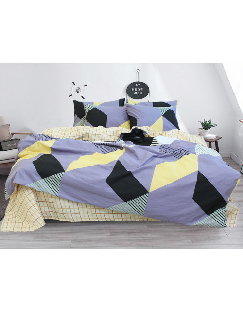 Двоспальний комплект постільної білизни з геометричним візерунком, Ранфорс