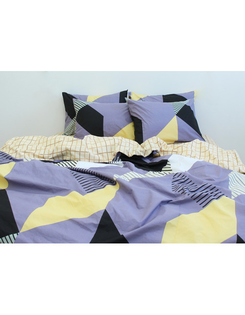 Двоспальний комплект постільної білизни з геометричним візерунком, Ранфорс