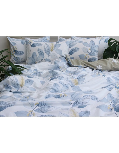 Семейный комплект постельного белья с листьями на ветвях, Сатин люкс