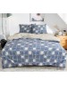 Сімейний комплект постільної білизни синього кольору у клітинку, Сатин люкс