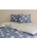 Сімейний комплект постільної білизни синього кольору у клітинку, Сатин люкс