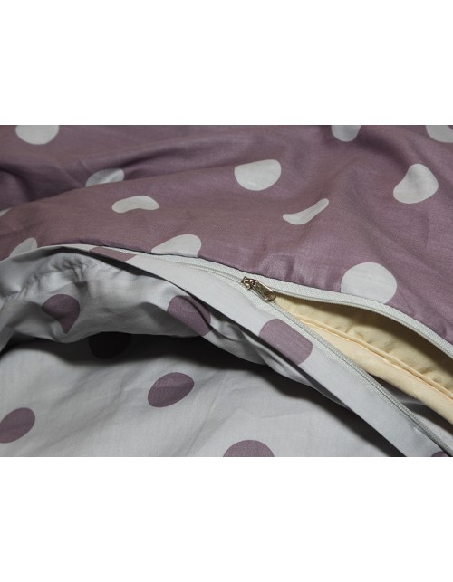 Сімейний комплект постільної білизни фіолетового кольору в горошок, Сатин люкс