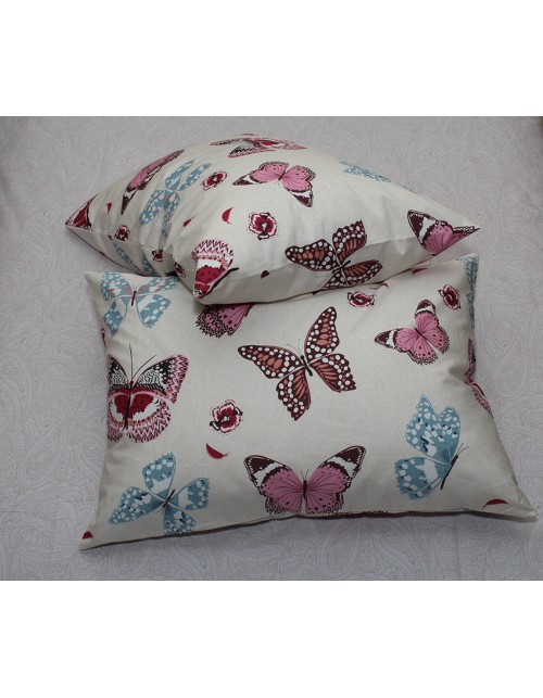 Сімейний комплект постільної білизни бежевого кольору з метеликами, Сатин люкс