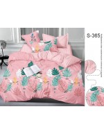 Постель семейная розового цвета с животными