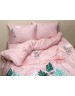 Семейный комплект постельного белья розового цвета с животными, Сатин люкс